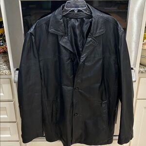 Men's Classic Black Leather Coat
